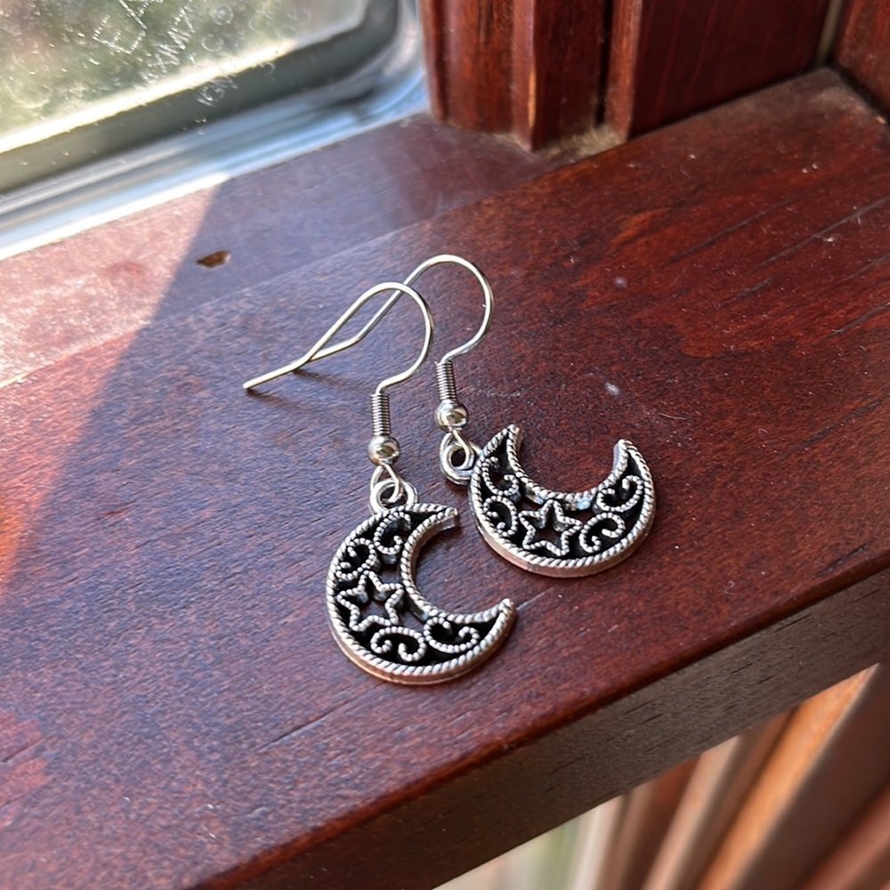 Silver moon earrings
